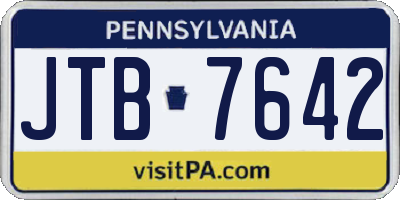 PA license plate JTB7642