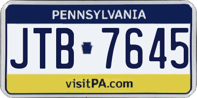PA license plate JTB7645