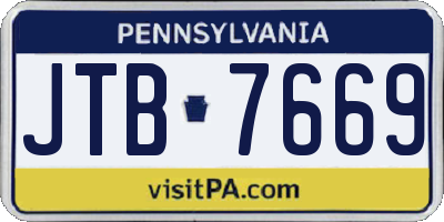 PA license plate JTB7669