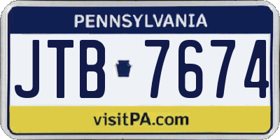 PA license plate JTB7674