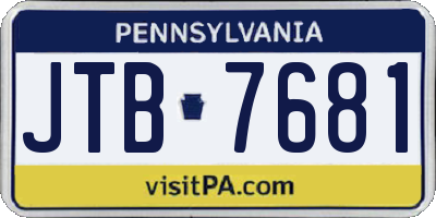 PA license plate JTB7681