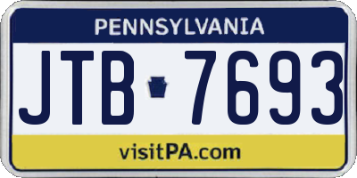 PA license plate JTB7693