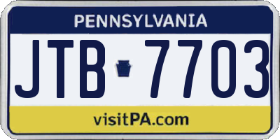 PA license plate JTB7703