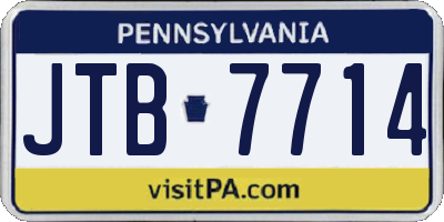 PA license plate JTB7714