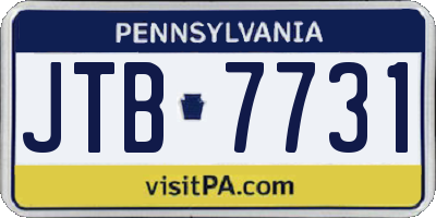 PA license plate JTB7731
