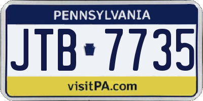 PA license plate JTB7735