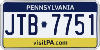 PA license plate JTB7751