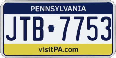 PA license plate JTB7753