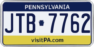 PA license plate JTB7762