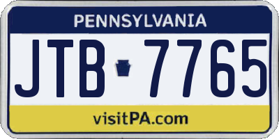 PA license plate JTB7765