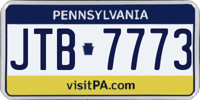 PA license plate JTB7773