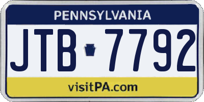 PA license plate JTB7792