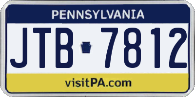 PA license plate JTB7812