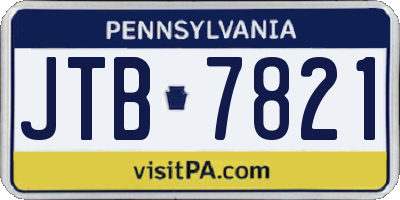 PA license plate JTB7821