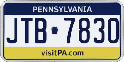 PA license plate JTB7830