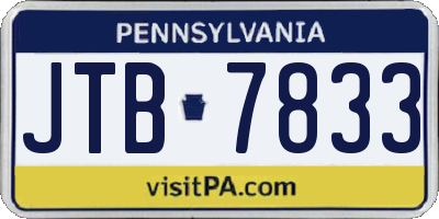 PA license plate JTB7833