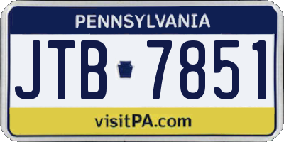 PA license plate JTB7851