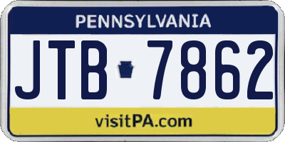 PA license plate JTB7862