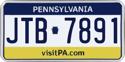 PA license plate JTB7891