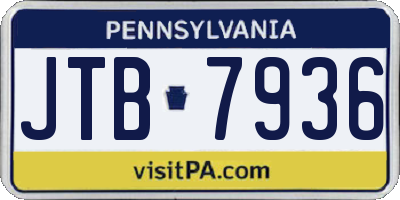 PA license plate JTB7936
