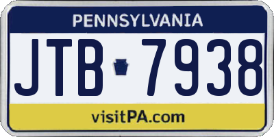 PA license plate JTB7938