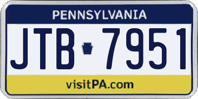 PA license plate JTB7951