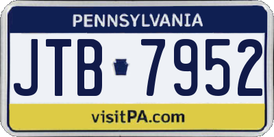 PA license plate JTB7952