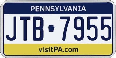 PA license plate JTB7955
