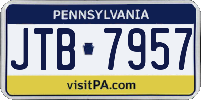 PA license plate JTB7957