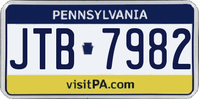 PA license plate JTB7982