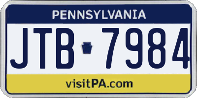 PA license plate JTB7984