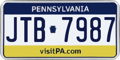 PA license plate JTB7987