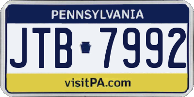 PA license plate JTB7992