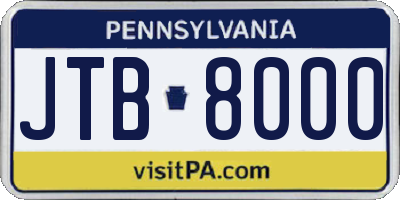 PA license plate JTB8000