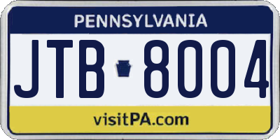 PA license plate JTB8004