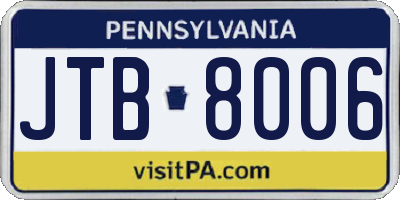 PA license plate JTB8006