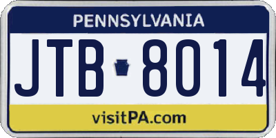 PA license plate JTB8014