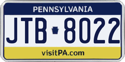 PA license plate JTB8022