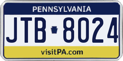 PA license plate JTB8024