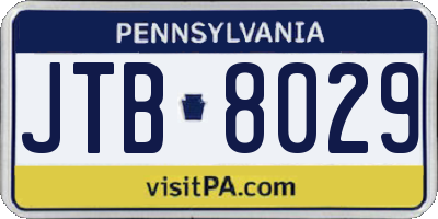 PA license plate JTB8029