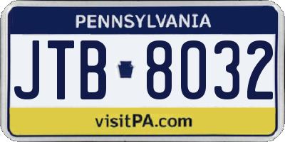 PA license plate JTB8032