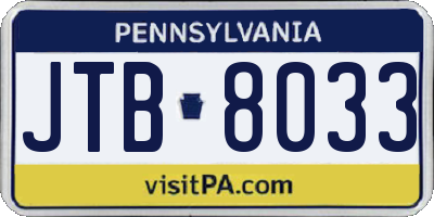 PA license plate JTB8033