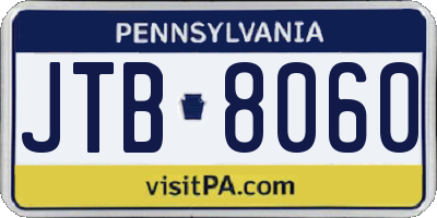 PA license plate JTB8060
