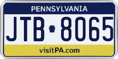 PA license plate JTB8065