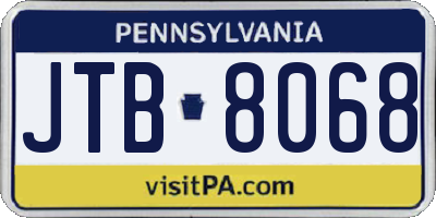 PA license plate JTB8068