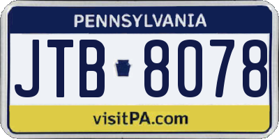 PA license plate JTB8078