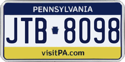 PA license plate JTB8098