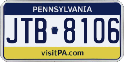 PA license plate JTB8106