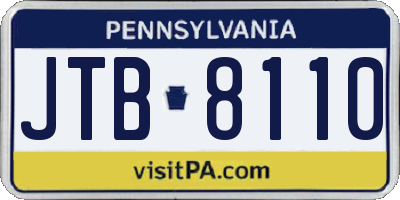 PA license plate JTB8110