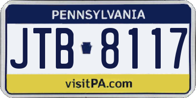 PA license plate JTB8117